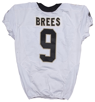 2016 Drew Brees Game Used New Orleans Saints Photo Matched White Jersey Worn On 9/26/16 Vs Atlanta Falcons (MeiGray)